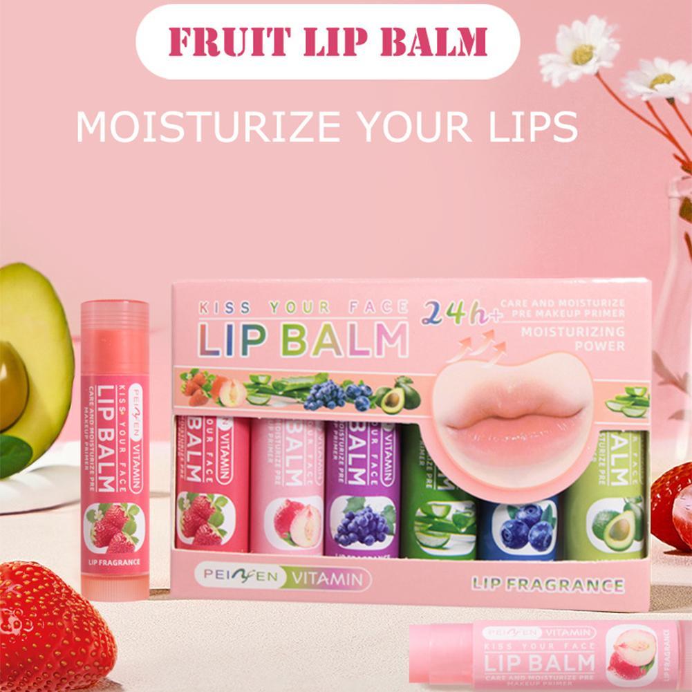Korean Food Snacks - 6PCs Natural Fruit Discolored Lip Balm
