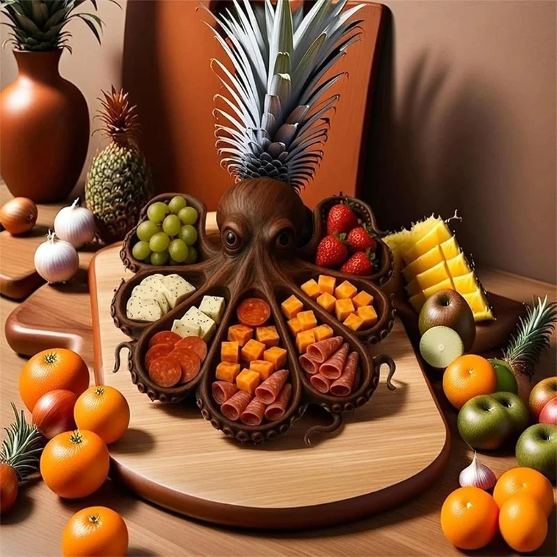 Wooden Octopus Serving Tray, M - огляд і ціна Food Platter Snacks